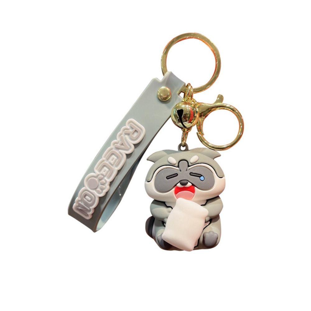 Забавный кавайный брелок из цинкового сплава с енотом, корейский детский кулон, мультяшный брелок, декор для рюкзака