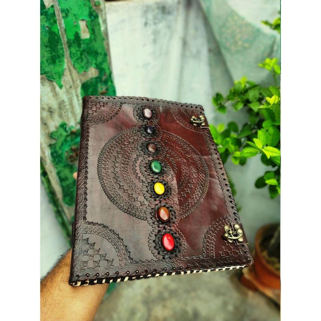 Handmade Leather Journal Spell Book of Shadows Leather Gift Grimoire Journal Leather Notebook Recipe Book Chakra Notebook Christmas Gift