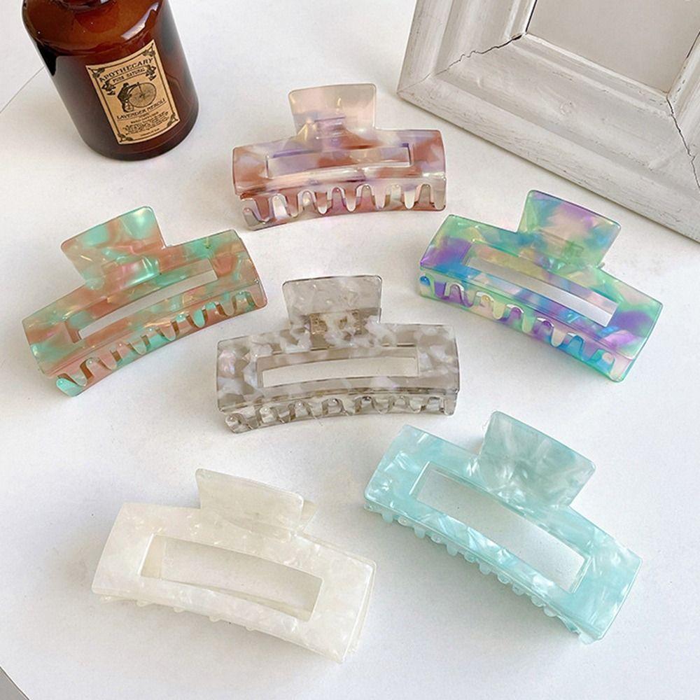 French Style Acetic Acid Hair Clip Colorful Shark Clip Rectangular Hollow Hair Claw  Female