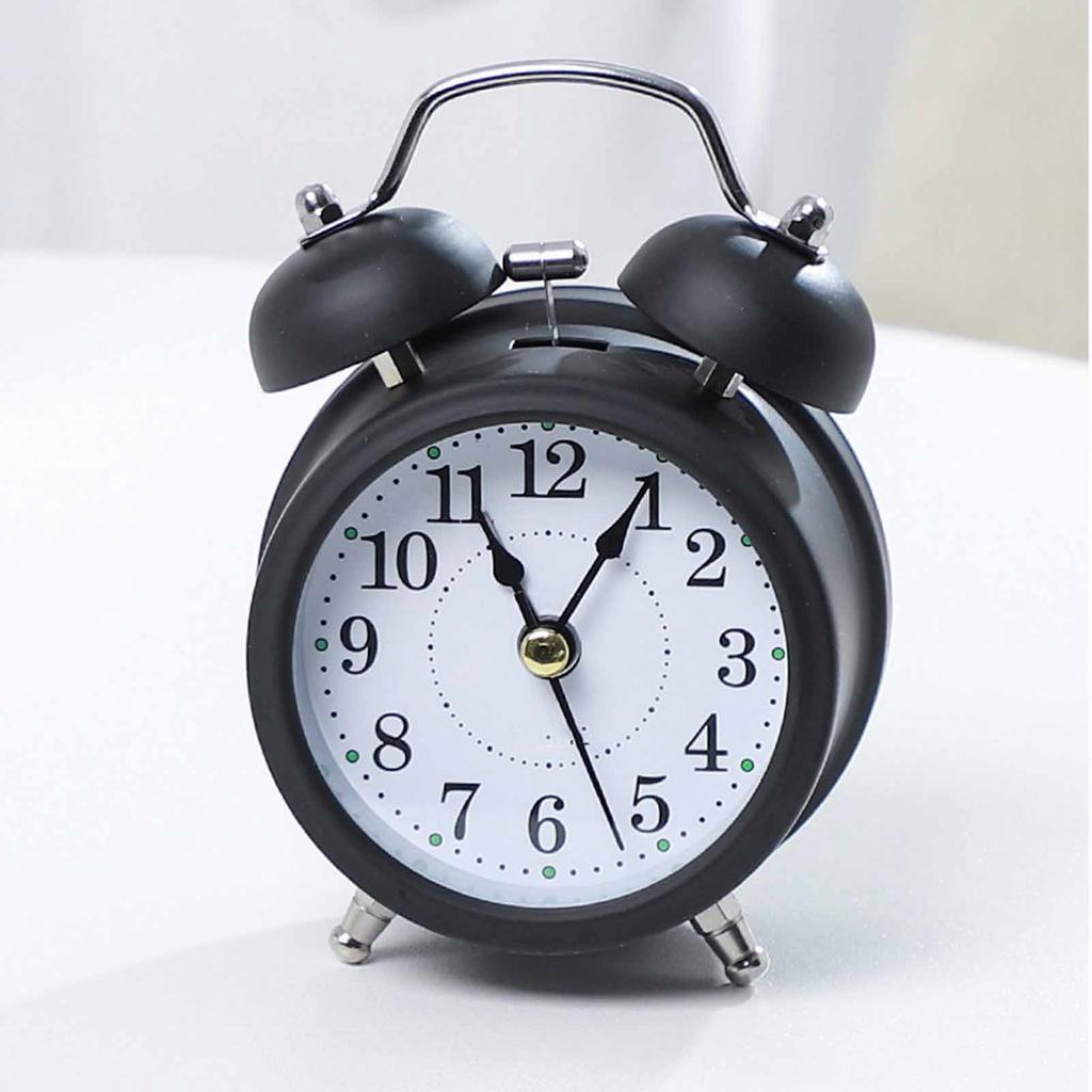 3 Inch Twin Bell Alarm Clock Modern Metal Mechanical Bedside Ringing Alarm Clock Battery Operated