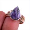 Natural Charoite Gemstone Two Tone 925 Sterling Silver Jewelry Ring S.8.5 E4y41