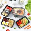 480/650/870ML Disposable Food Containers Black Kitchen Fridge Storage Box with Lids Leakproof Lunch Box for Fruit Salad Sandwich