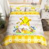 Cartoon Gnome Sunflower Duvet Cover King Queen Lovely Dwarf Flowers Bedding Set Yellow Floral Comforter Cover 1/2 Pillowcase