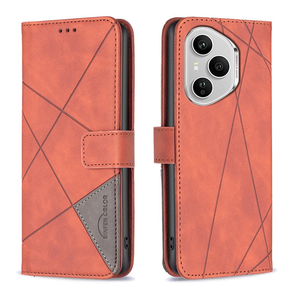 For Honor 400 Pro 5G (Global) Phone Case BINFEN COLOR Wallet Stand Geometry Imprinted Leather Cover