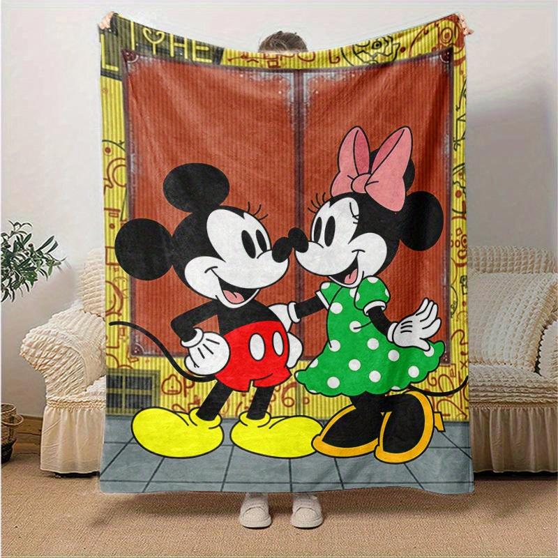 1pc, Mickey & Minnie Mouse Inspired Blanket, Seasonal, Home Decor, Throw Blanket, Soft Flannel Throw BlanketWarmth for Your Living Room or Bedroom, Pe