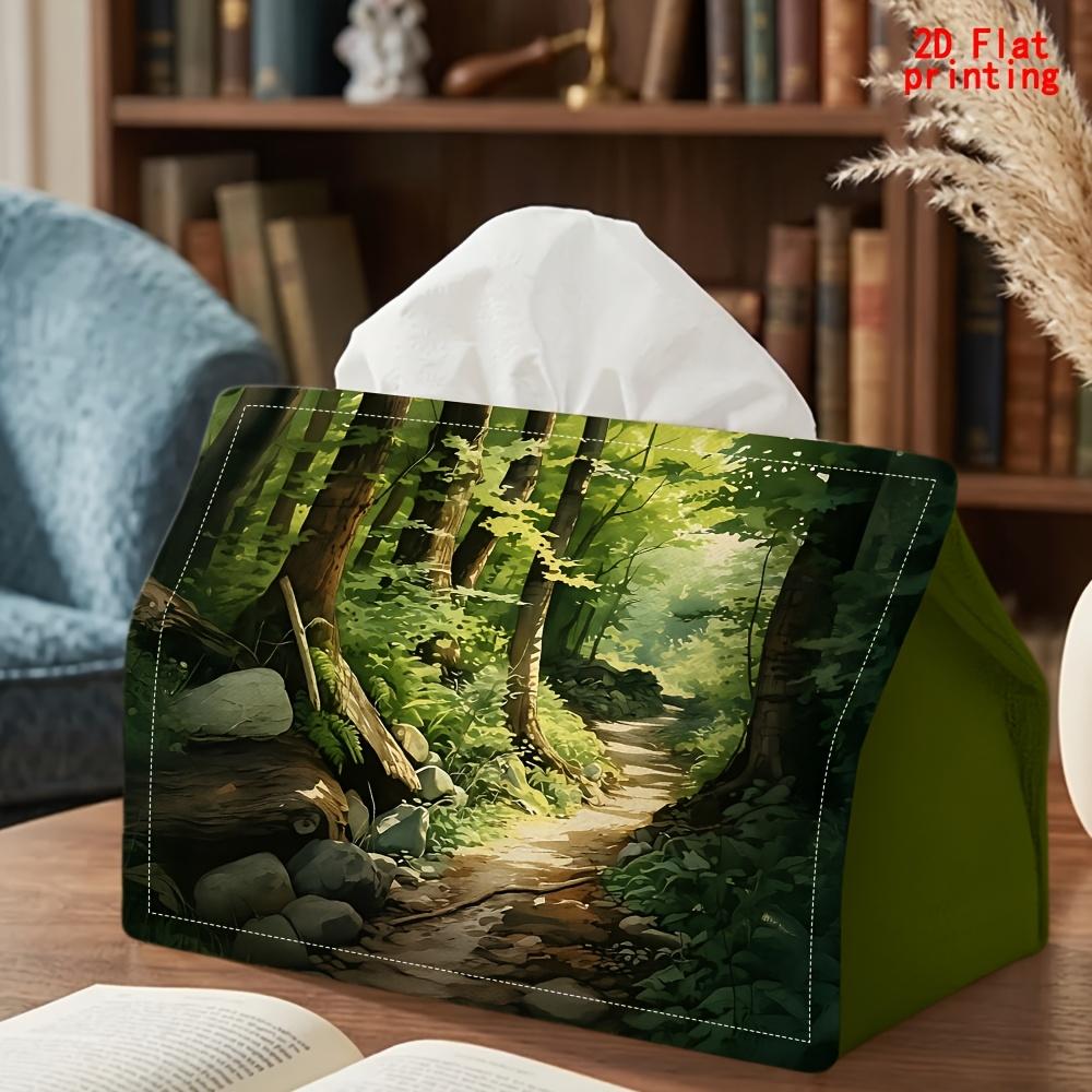 1pc Modern Minimalist Tissue Box with Sunlit Path Pattern & Suitable for Napkin Dispenser, Reusable Tissue Holder for Kitchen, Living Room, Car, Dorm