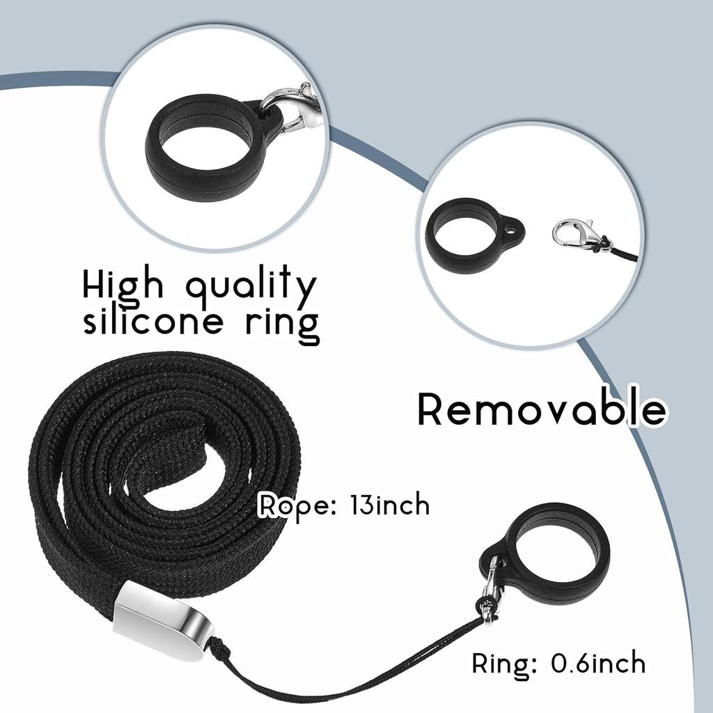 Shappy 3 Anti-lost Necklace Lanyard Black with Anti-lost Silicone Rubber Ring, Silicone Rubber Pen Lanyard Holder