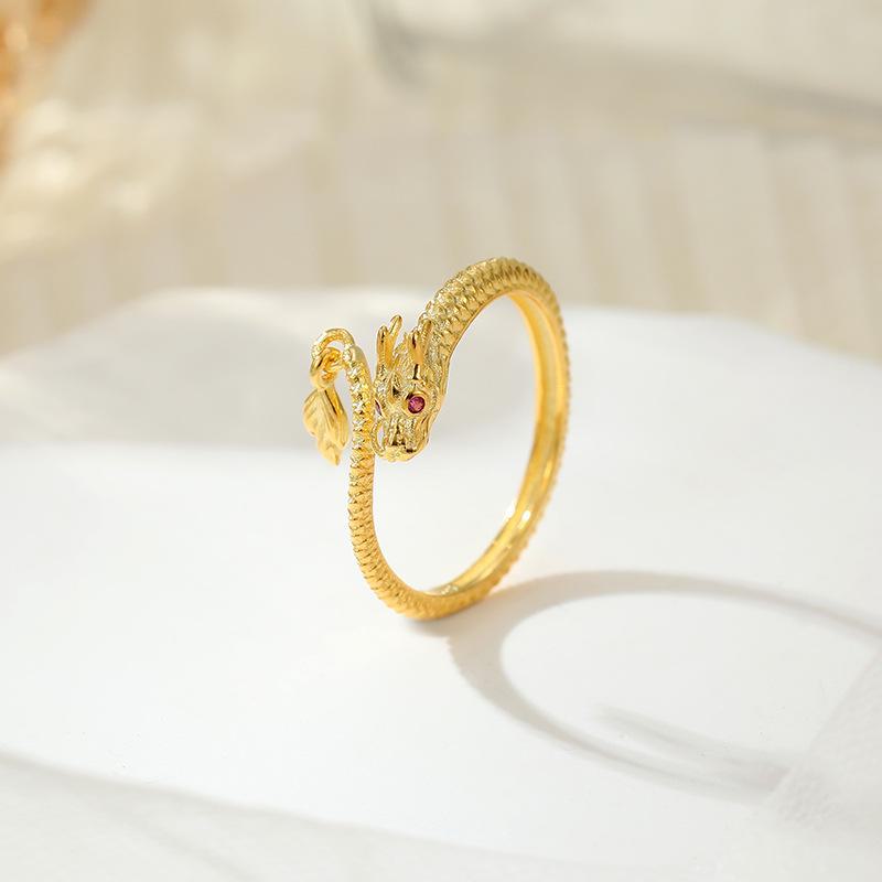 Кольцо для пары Banyan Tree из стерлингового серебра S925 с драконом и фениксом