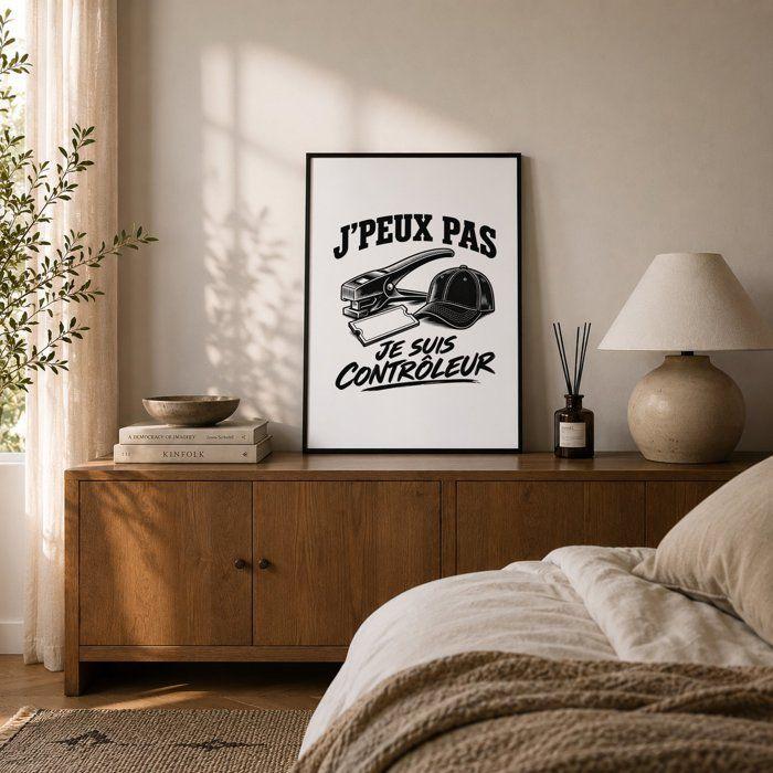 Poster J’peux pas je suis Contrôleur J'peux pas minimaliste | Affiche Papier Photo 310 g Finition Perlée Format Taille A3