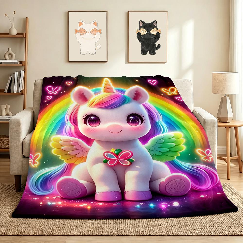 Rainbow Unicorn Flannel Blanket Throw Blanket Soft Warm Sofa Bed Camping home Decor Unique Christmas Gift C926185