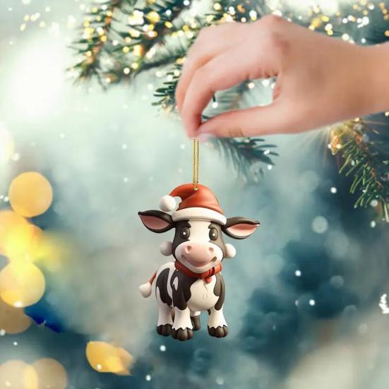 Качающееся молочное автомобильное зеркало, подвесное украшение в рождественской шапке, украшение для автомобиля, акриловые универсальные аксессуары для салона автомобиля