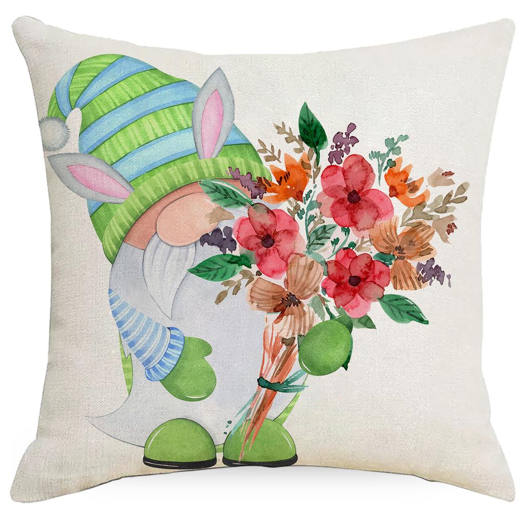 Easter Floral Pillowcase Linen Letter Printing Sofa Cover Cushion Cover Bedroom Pillowcase