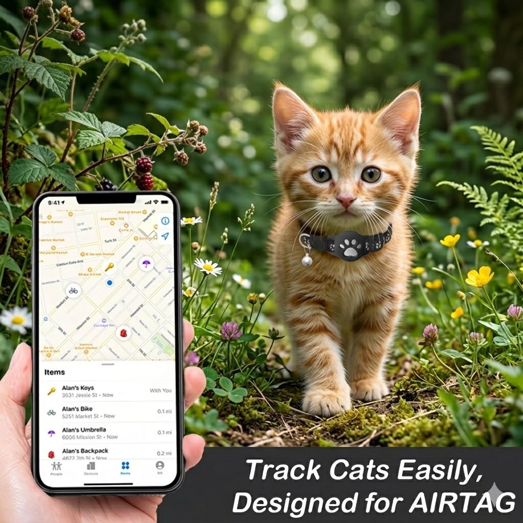 IOS Умный GPS-трекер Премиальный светоотражающий ошейник для кошек Комплект Безопасный регулируемый Поиск местоположения от потери для котят 5