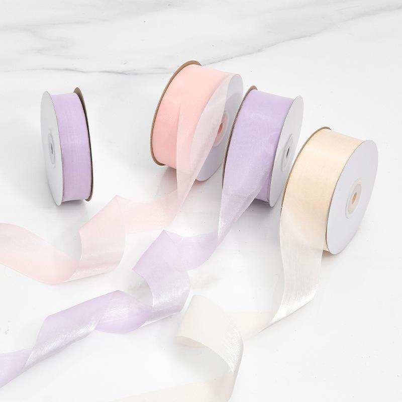 Hibiscus Satin Transparent Glass Yarn Mesh Yarn Ribbon Flower Cake Ribbon Colorful Ribbon Bow Material Ribbon Bow DIY Flower Handmade