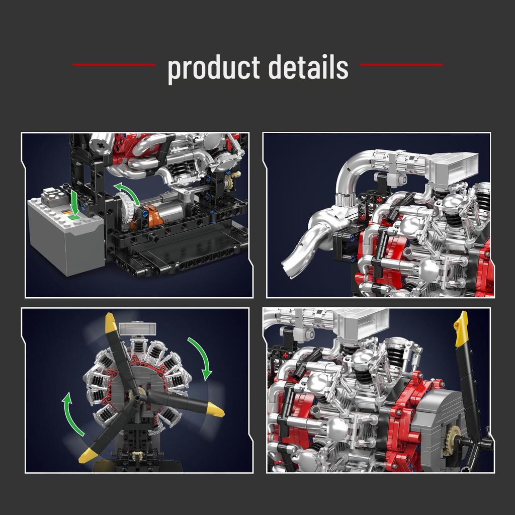 Yuxing King 10211 Игрушечная модель двигателя самолета в форме звезды - Образовательный конструктор Коллекционный