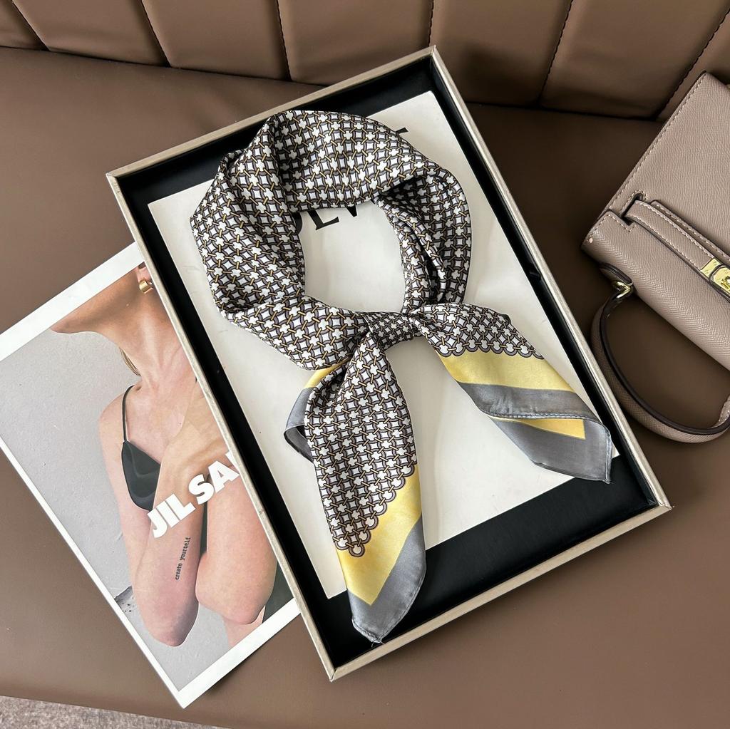 Шелковый шарф женский модный универсальный высокий смысл 70 квадратный шарф защита шеи шарф ретро шарф сумка