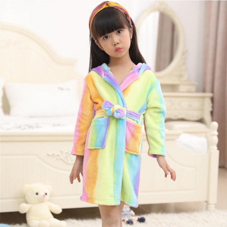 Children Bathrobes Boys Girls Robe Kids Pajamas Hooded Bathrobes Soft Winter Robes