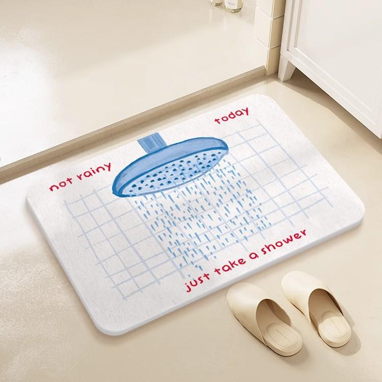 Cartoon hard diatom mud floor mat bathroom suction board non-slip quick-drying mat toilet door toilet floor mat foot mat