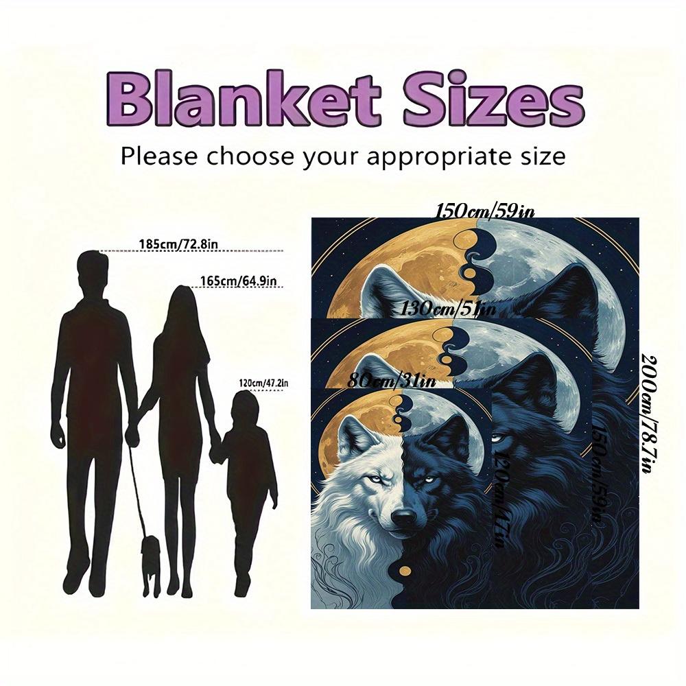 1 шт. Фланелевое одеяло с принтом «Волк и луна», Высококачественное, Удобное для всех сезонов, Домашний декор, Тепло и комфорт, Идеально для рождественских подарков13