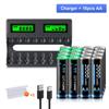8slot LCD Smart 1.5V Li-ion Battery Charger+1.5V AA AAA Li-ion Rechargeable Battery