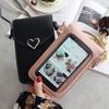 Women'S Fashion Heart Decor Cell Phone Crossbody Purse Simple Touchsren Card Holder Wallet Bags