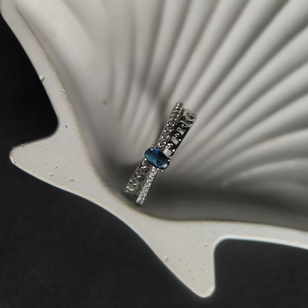 Серебряное кольцо с сапфиром nano 0.518ct, вес изделия 2,77 гр (2189015)