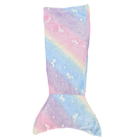 Mermaid Tail Blanket Wear Resistant Friendly To Skin Breathable Luminous Design Plush Flannel Fleece Blanket Toddler Mermaid Toy