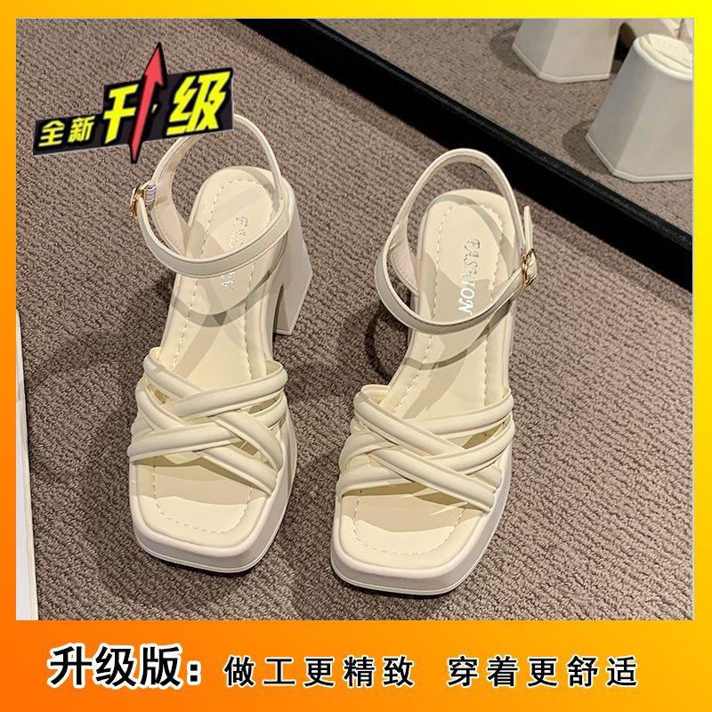 Средний каблук французские босоножки на высоком каблуке женские толстые каблуки с нежным феерическим стилем с юбкой женские босоножки лето 2025