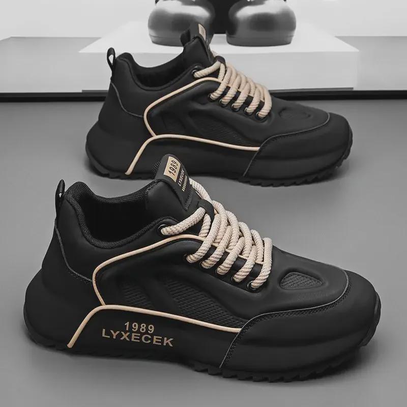 2024 Мужская модная сетчатая кожаная повседневная спортивная обувь, увеличивающая рост