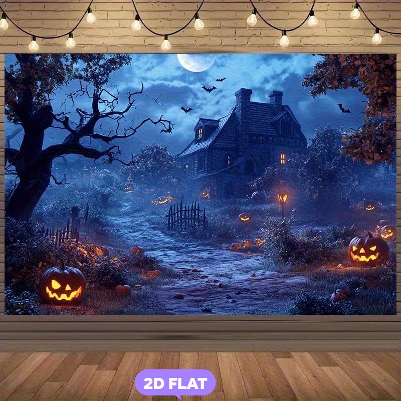 1 piece - 2D flat horror Halloween background fabric - for creepy haunted house party decoration
