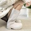 Cowhide Version~ Warm Huhu Thick-soled Ugly Big-headed Snow Boots Women's Autumn and Winter Warm Sheepskin Fur Integrated Long Boots