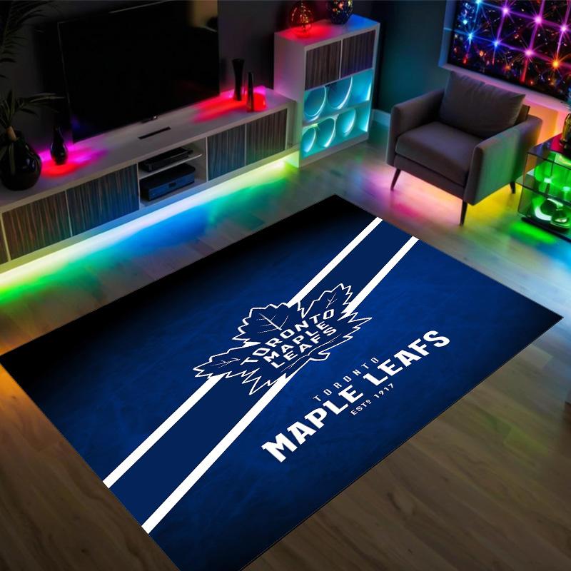 Toronto Maple Leafs Design Crystal Velvet Carpet Cozy Non?Slip Printed Rug For Bedroom Living Room Entrance