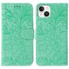 For iPhone 15 Case Lace Flowers PU Leather Flip Wallet Phone Cover