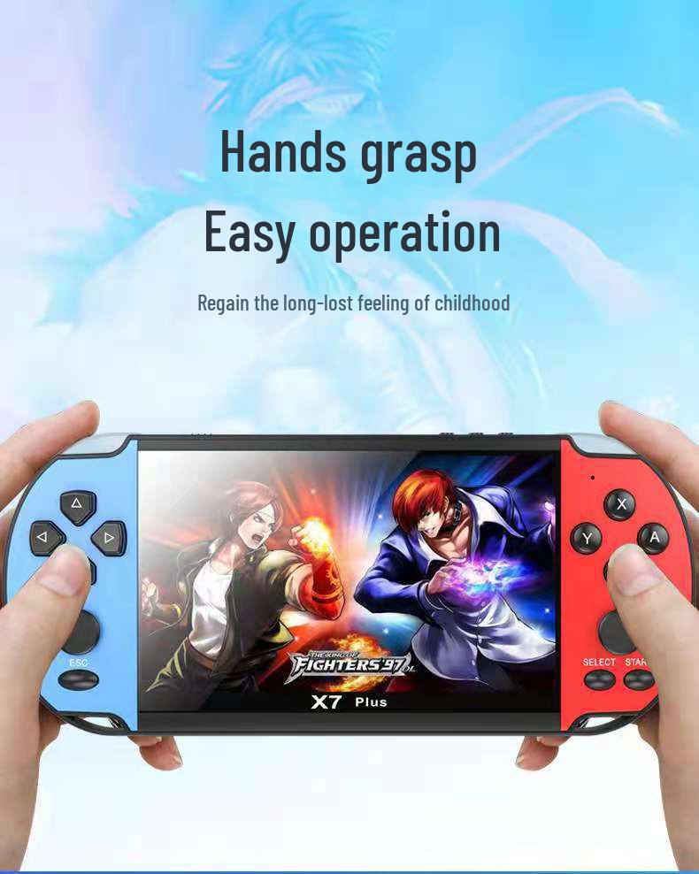 X7Plus Handheld Game Console - 5.1" Screen, PSP Dual Joystick, Red & Blue