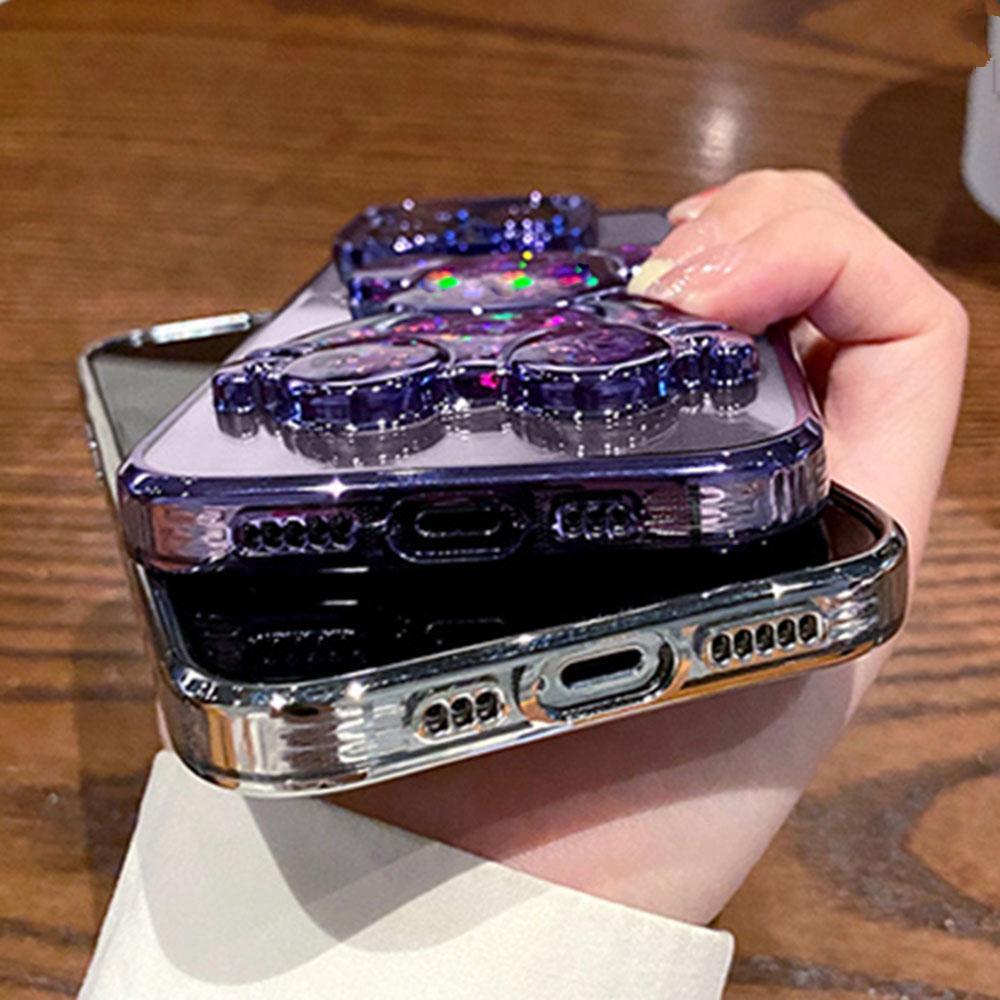 Мультяшный чехол с блестками и зыбучим песком для iPhone 17 16 15 14 Pro Max 13 12 11 X Xr Xs 7 8 Plus Прозрачный с покрытием Защитная пленка для камеры Мягкая накладка