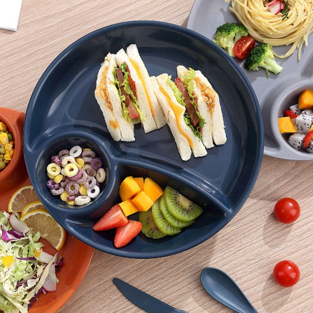 2 шт. Пластиковая тарелка для еды, пригодная для микроволновой печи, мерная тарелка для порций, портативная разделенная обеденная тарелка, контроль диеты