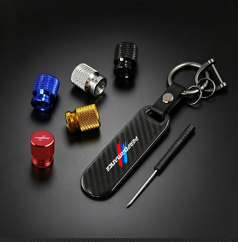 Car Valve Caps Wheel Tires Air Tyre Stem Protective Cover And Car Keychain For BMW M Performance Emblem E46 E36 E34 F10 E90 E60 GX6