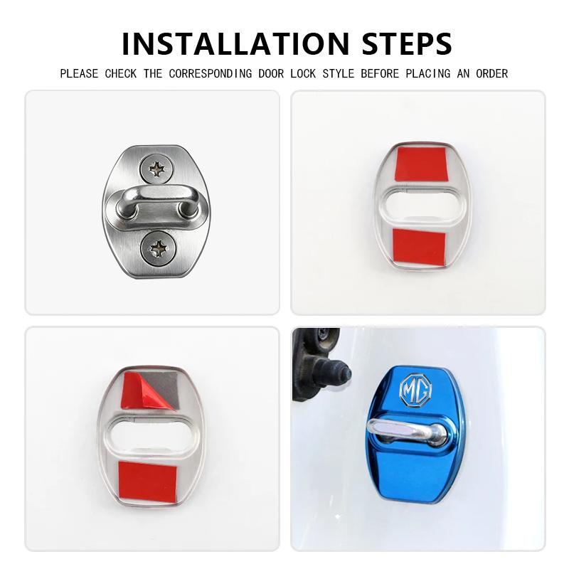 4PCS Car Door Lock Decorative Cover Rust-Proof Stainless For MG RX5 RX8 350 550 6 3 5 7 ZR ZS HS GS GT Hector mnw2