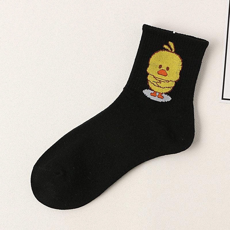 Unisex Cute Cartoon Dancing Yellow Duck Socks Hip Hop Cool Hipster Socks Cotton Art Funny Socks Tide Pet Elf Casual Sox