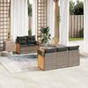 6 Piece Garden Sofa Set with Cushions Grey Poly Rattan