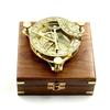 Brass Nautical Sundial Compass with Wooden Box