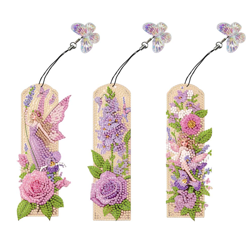 3Pcs Special Shape Flowers Castle Diamond Painting Bookmark Diamond Bookmark Art Projects Diamond Painting Bookmark Making Kit