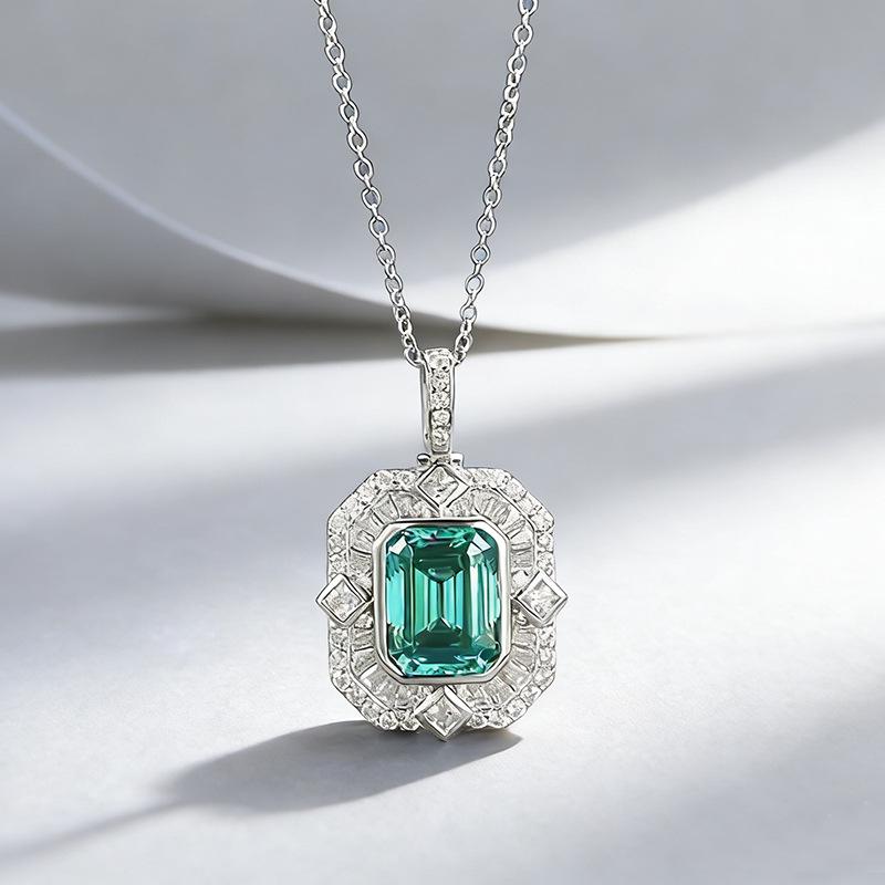 Xian Can Jewelry 2025 Серебро S925 Ашер Параиба Оправа Оправа Ожерелье Подвеска