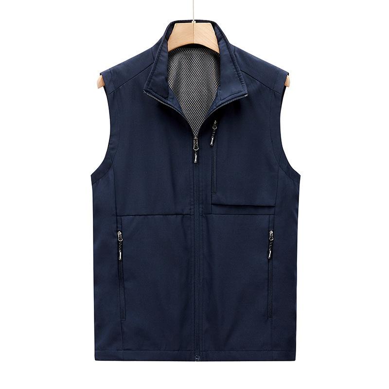 Мужской повседневный дышащий жилет, спортивный кардиган, жилет с воротником-стойкой