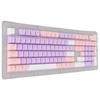 Колпачки для клавиш 107 клавиш Трехцветные полупрозрачные символы Арочная раскладка Колпачки для механической клавиатуры Розовый Фиолетовый Белый