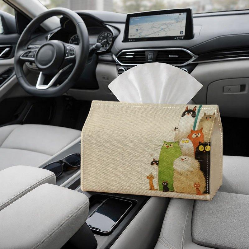 2D Flat 1pc Adorable And Playful Tissue Box, Versatile for Home, Parties, And Car Decor, Featuring a Cat Group Cartoon in Pastel Colors. This Stylish