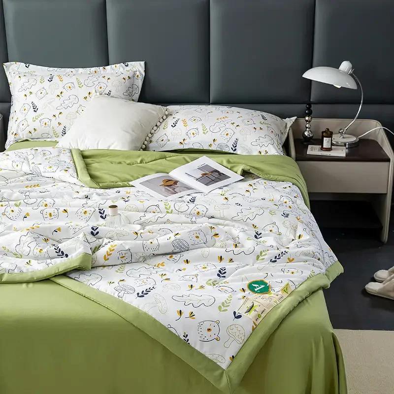 Тонкое одеяло с кондиционером, летнее одеяло из соевого волокна, летнее одеяло, двухслойная пряжа, воздухопроницаемый чехол, стираный хлопок и лен