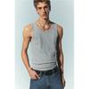 Топ без рукавов в рубчик HM slimM Fit, серый меланж