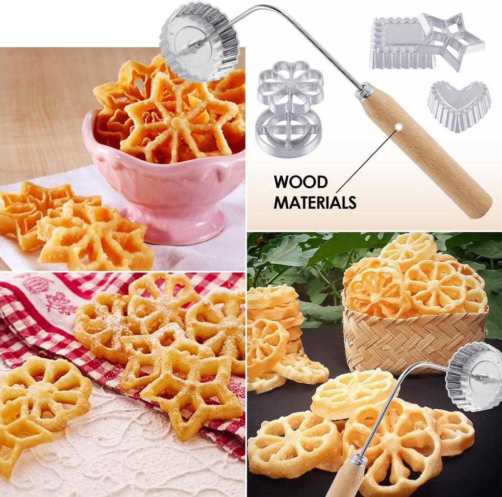 2-Piece Set Aluminum Alloy Non-stick Spoon Frying Mold Rosette Cookie Waffle Cake Ring Molds Shredded Carrot Cookie Kitchen Baking Gadgets