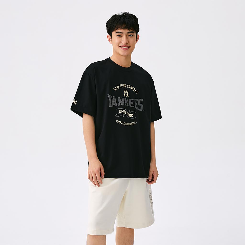 New MLB Preppy Style Collection New York Yankees SS25 T Shirt Unisex Black 3ATSV0653-50BKS